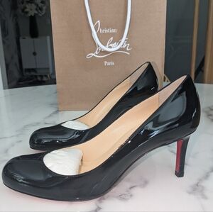 Christian Louboutin Simple Pump 70mm Black Patent Calf - Size 36.5
